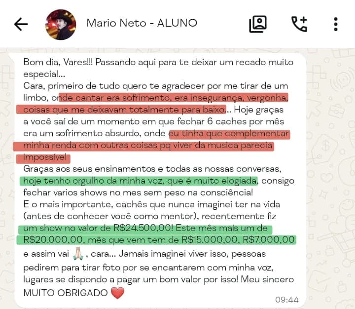 Mensagem de Mario Neto sobre o TIB